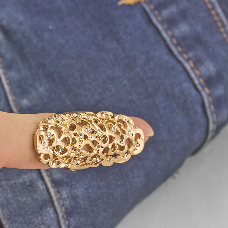 Gold Rhinestone Hollow Ring Fashion Alloy Jewelry