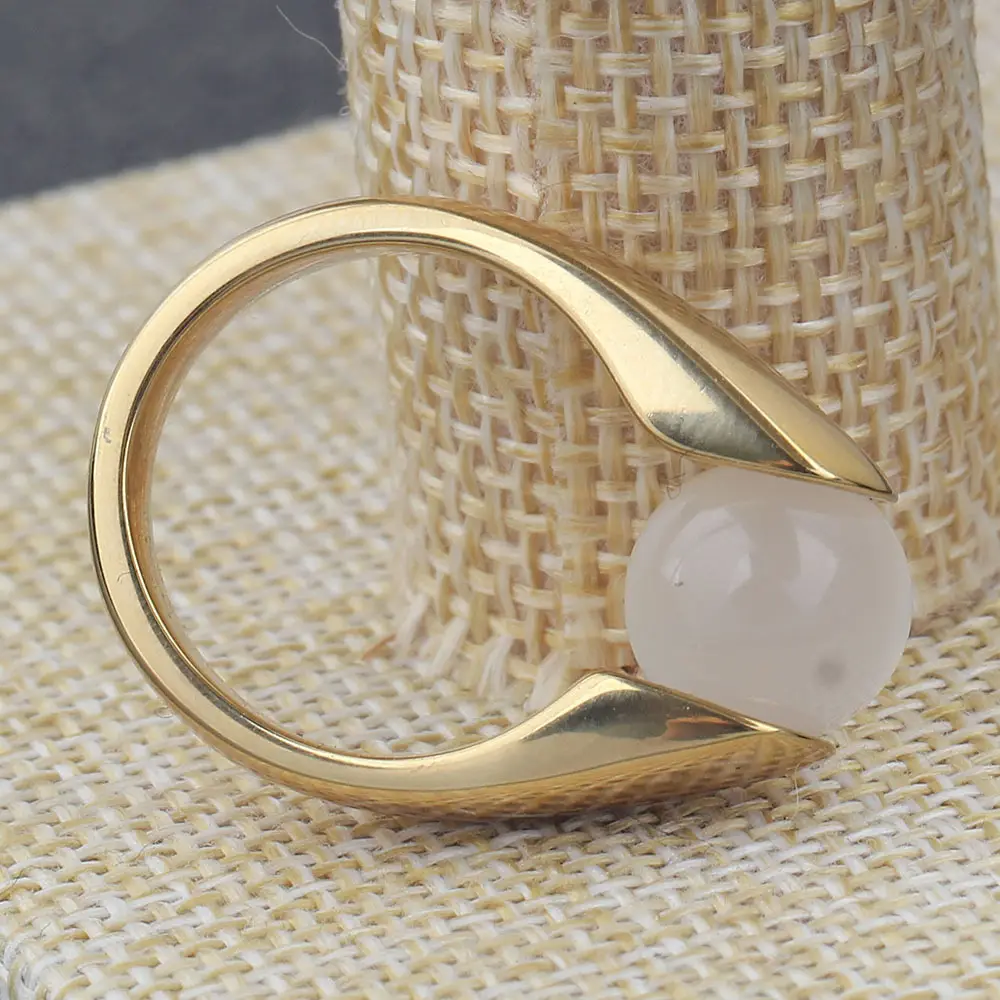 Women's 18K Gold Cat's Eye Ring Retro Stainless Steel Fashion Jewelry