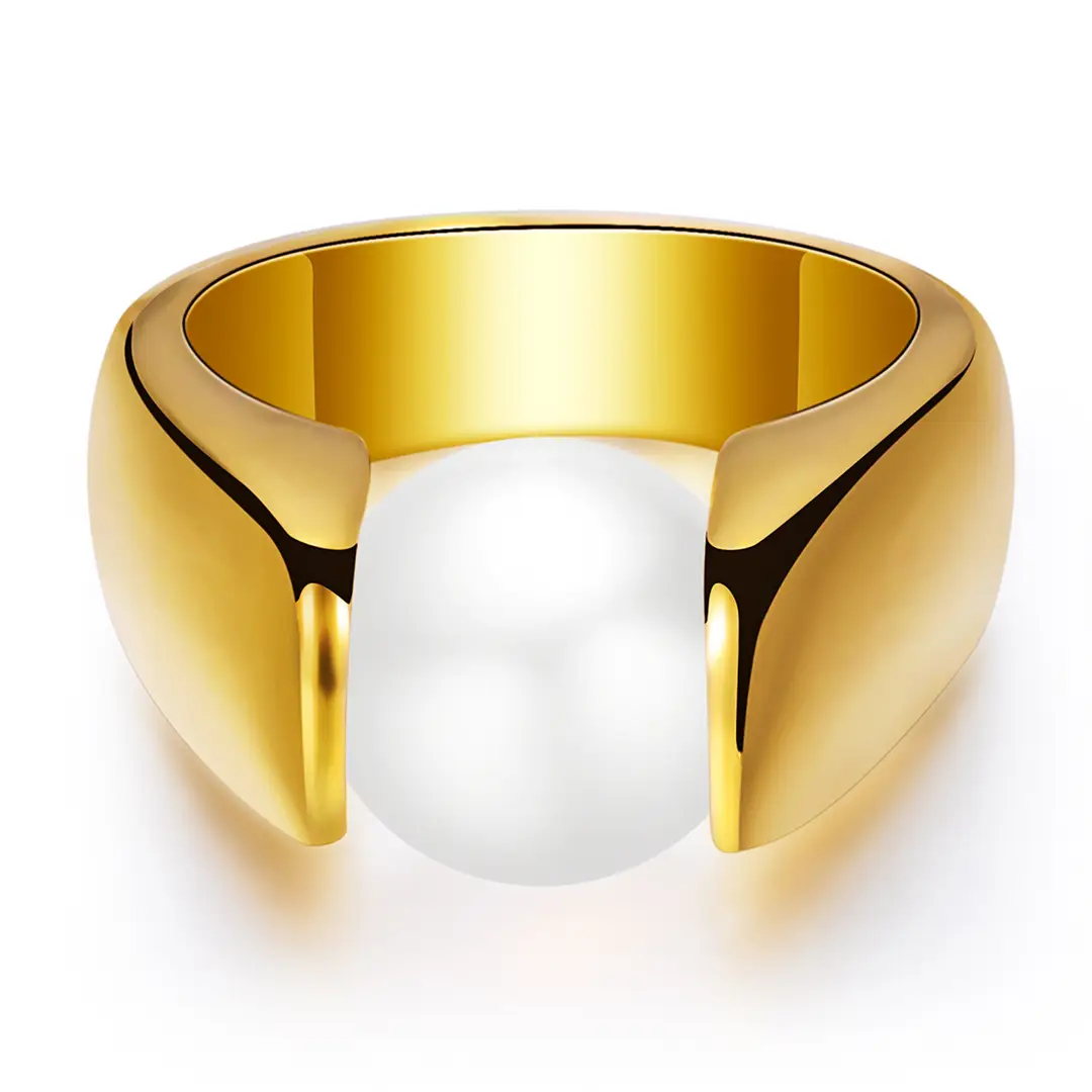 Women's 18K Gold Cat's Eye Ring Retro Stainless Steel Fashion Jewelry