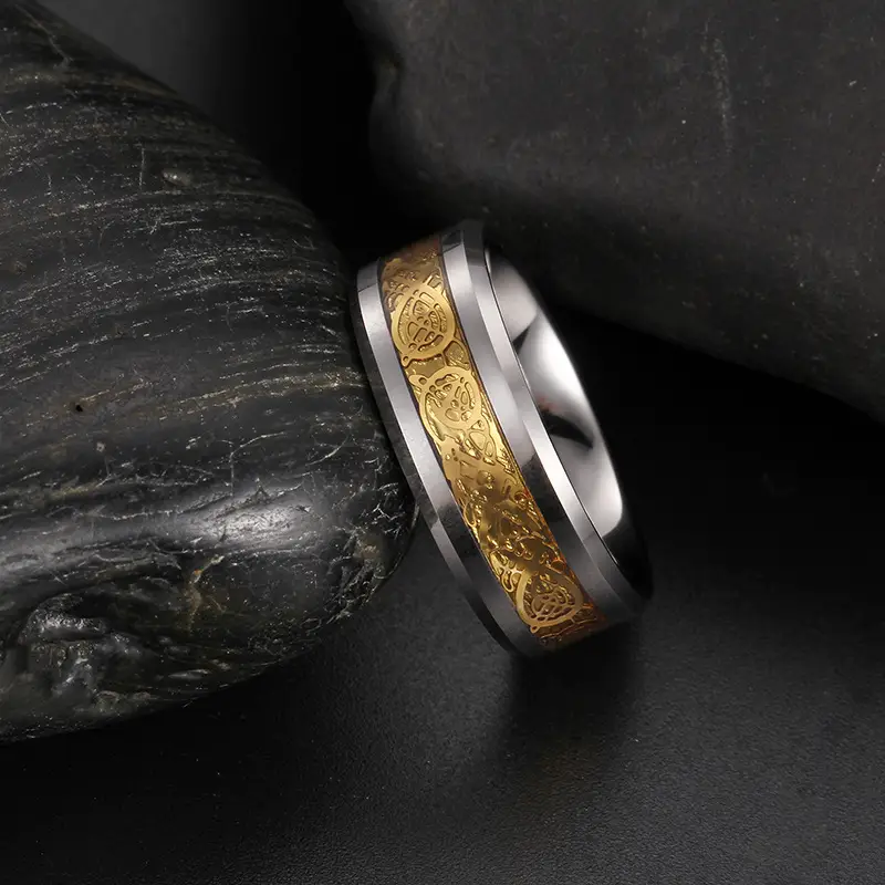 Women Dragon Ring Roman Code Tungsten Steel Jewelry