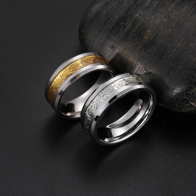 Women Dragon Ring Roman Code Tungsten Steel Jewelry