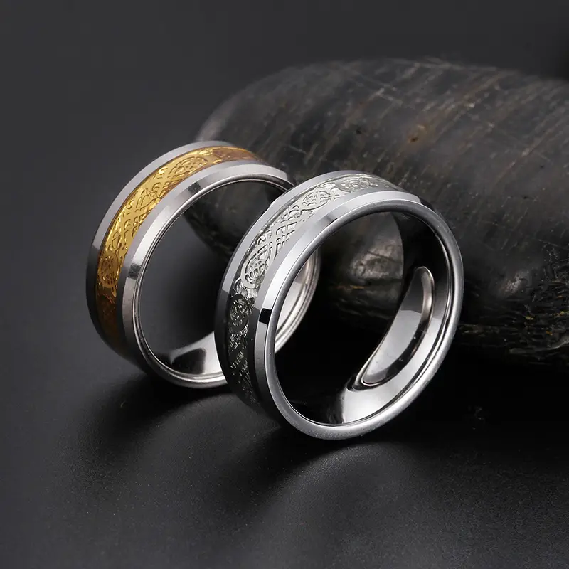 Women Dragon Ring Roman Code Tungsten Steel Jewelry