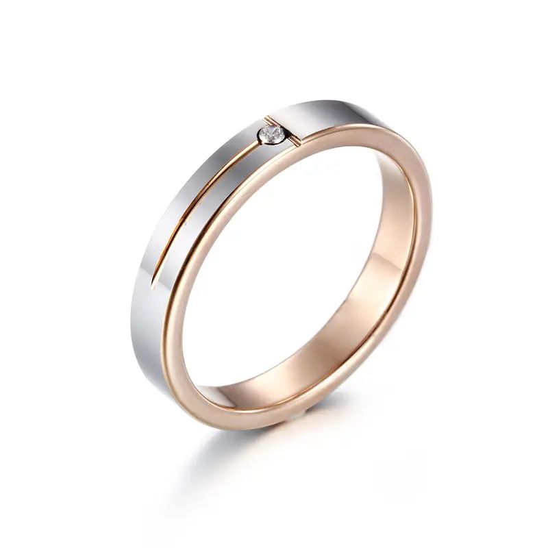 Tungsten Steel Couple Ring Korean Style Single Diamond