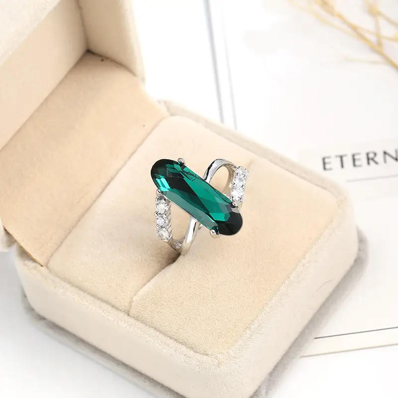 Green Zircon Silk Jewelry Ring Saudi Star Design