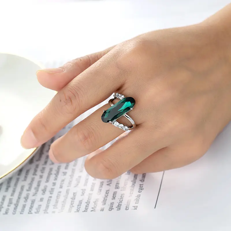Green Zircon Silk Jewelry Ring Saudi Star Design