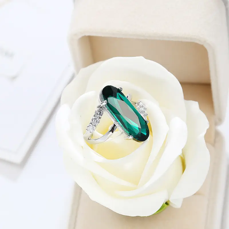 Green Zircon Silk Jewelry Ring Saudi Star Design