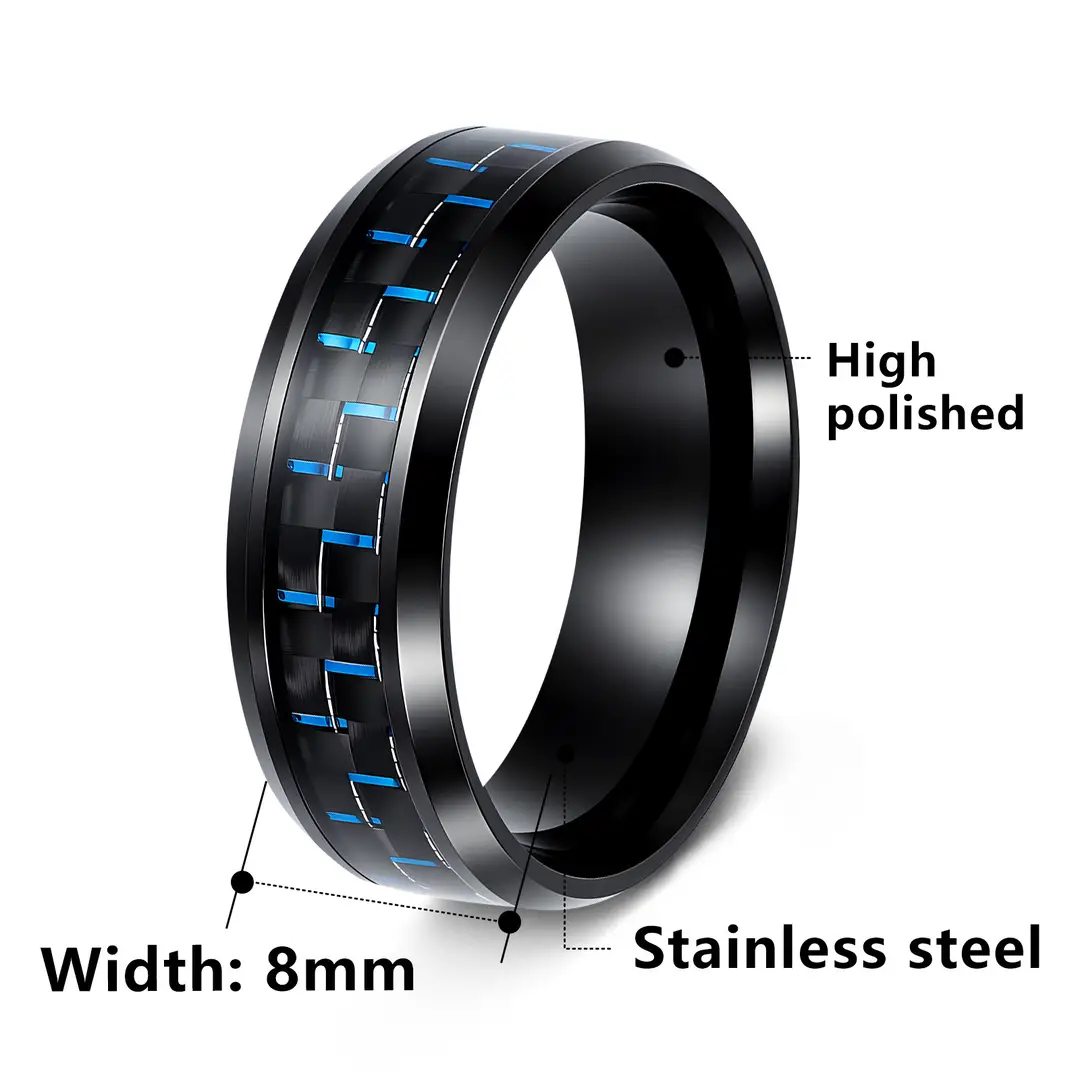 Men Carbon Fiber Ring Red Shaking Sound Trendy 2024