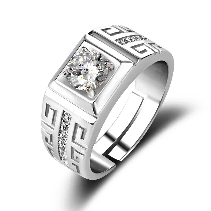 Women's Adjustable Diamond Wedding Ring White Gold Zircon