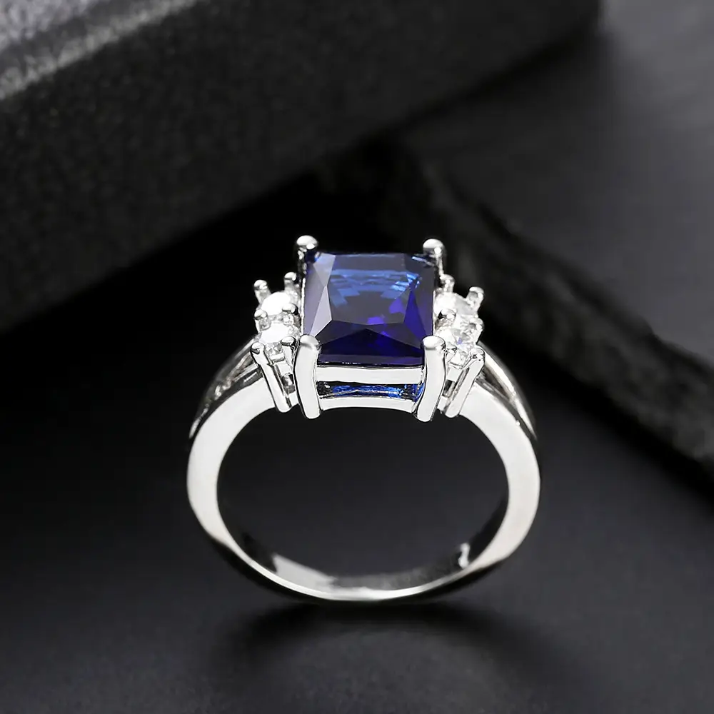 Korean Style Multi-Color Zircon Ring Black Plated