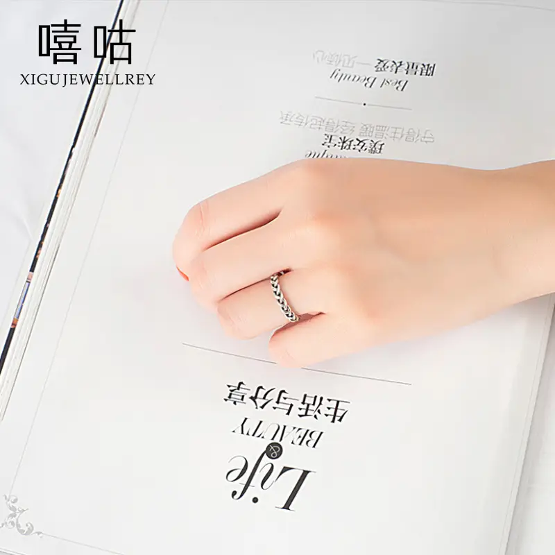 S925 Silver Cross Twist Ring Korean Style Daily Wear