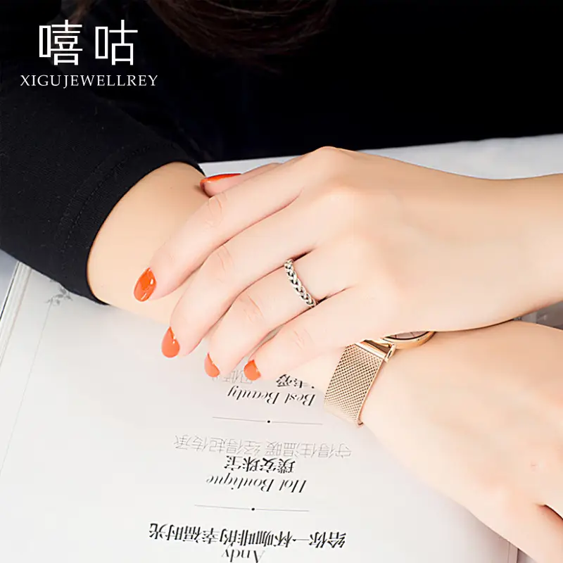 S925 Silver Cross Twist Ring Korean Style Daily Wear
