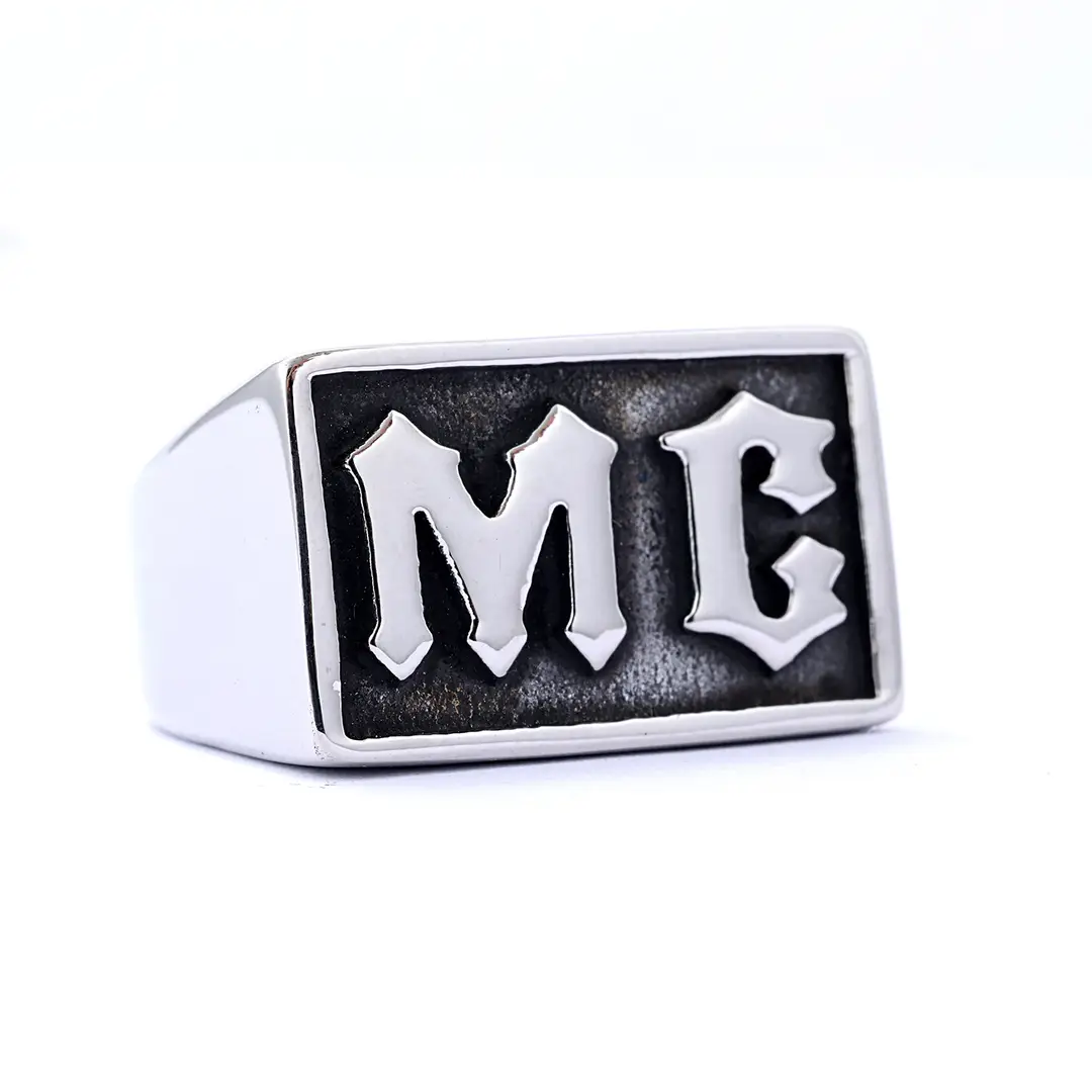 Retro MC Drop Ring for Women Stainless Steel Daily Wear Jewelry