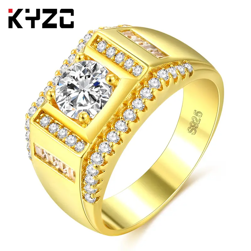 Men Silver Diamond Micro Inlay Ring Fashion Jewelry