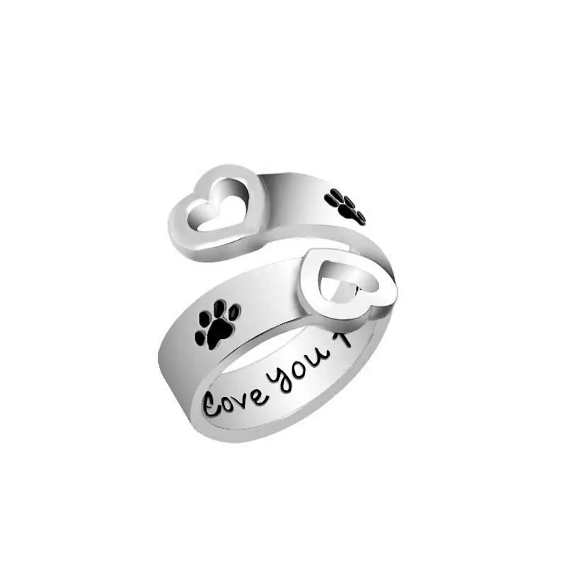 Silver Heart Dog Paw Ring for Daily Wear