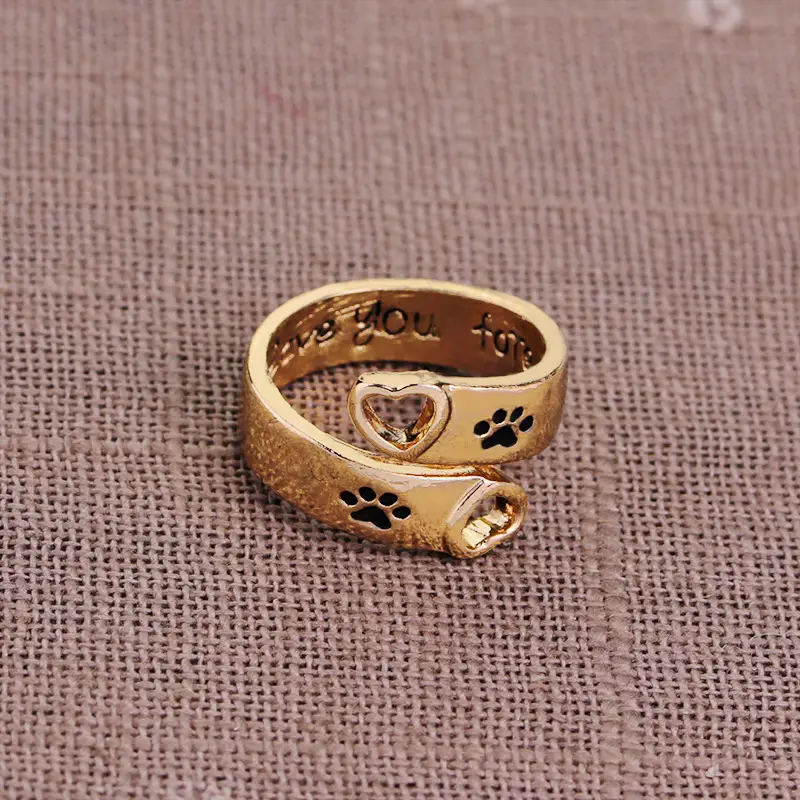 Silver Heart Dog Paw Ring for Daily Wear