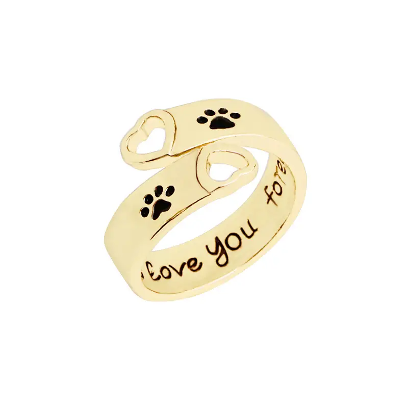 Silver Heart Dog Paw Ring for Daily Wear