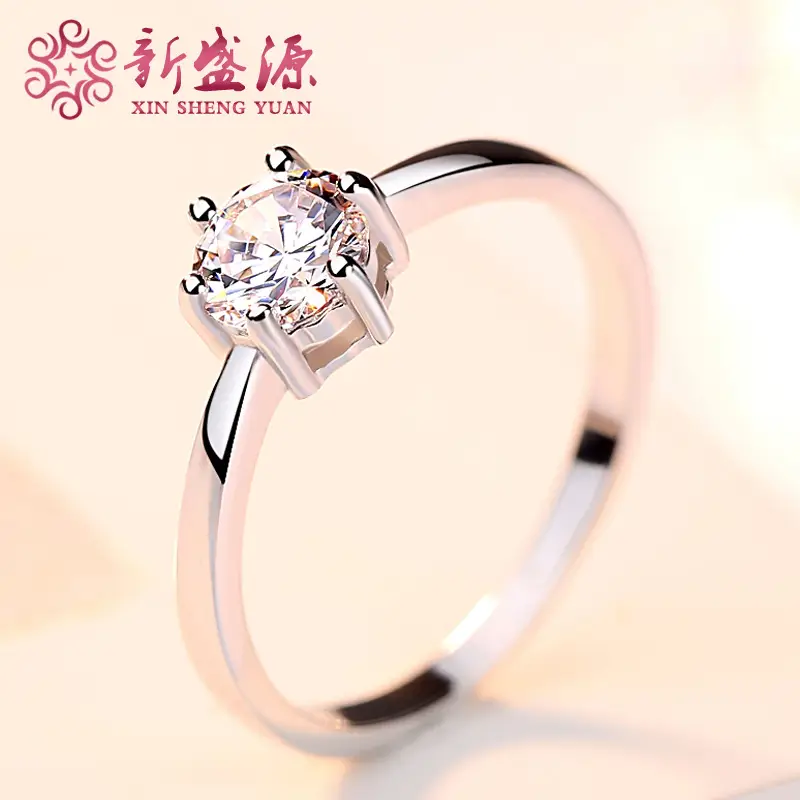 Sterling Silver 925 Six Claw Heart Arrow Wedding Ring for Women