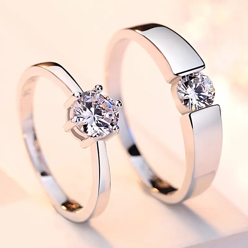 Sterling Silver Couple Wedding Ring for Men Women
