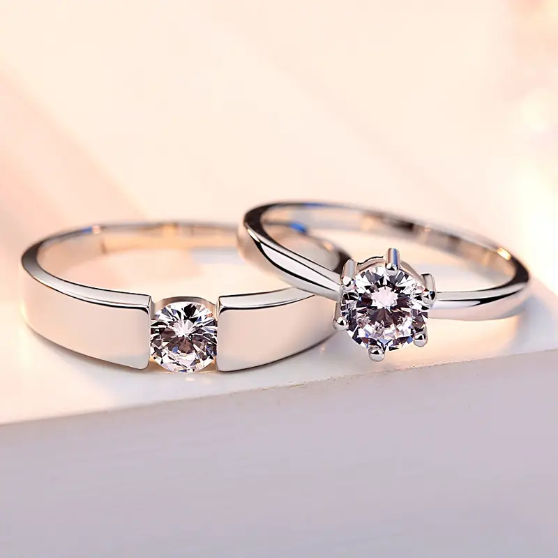 Sterling Silver Couple Wedding Ring for Men Women