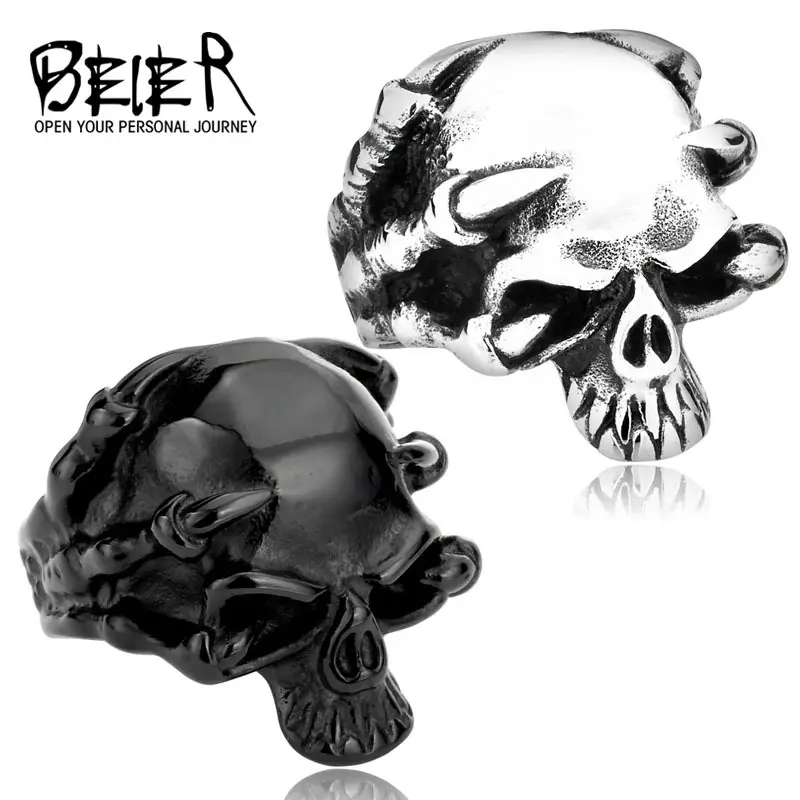 Men Vintage Skull Ring Titanium Steel Punk Style