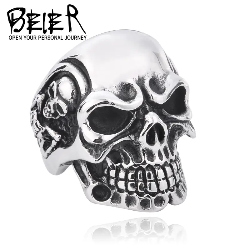 Men Titanium Steel Skull Ring Punk Fashion Jewelry