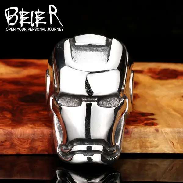 Ironman Helmet Titanium Steel Ring for Men
