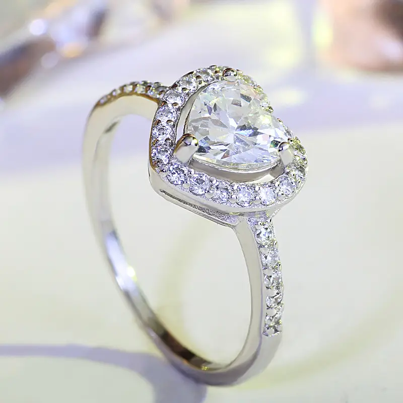 Heart-Shaped Love Ring Zircon Female Fashion Jewelry