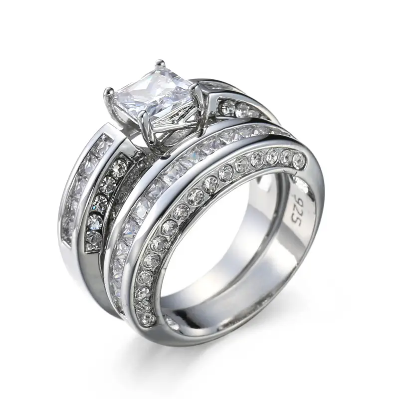 Pink Zircon Diamond Ring Set for Women