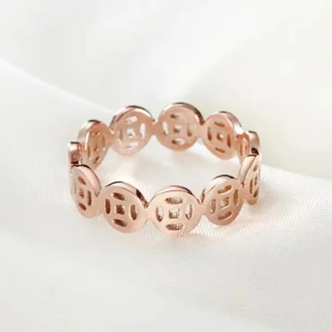 Rose Gold Korean Bell Ring for Women Daily Wear