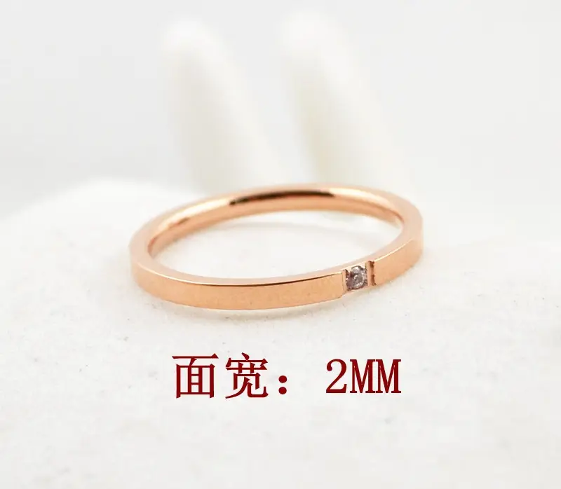 Rose Gold & Silver Single Diamond Wedding Rings Pair