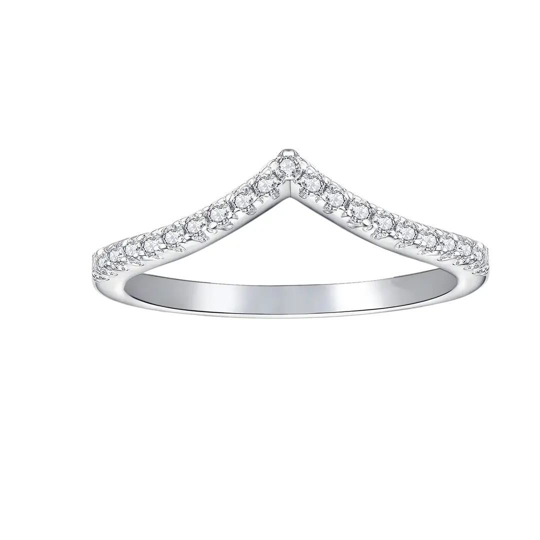 V-Shaped Diamond Ring for Women Daily Wear Stacking Style