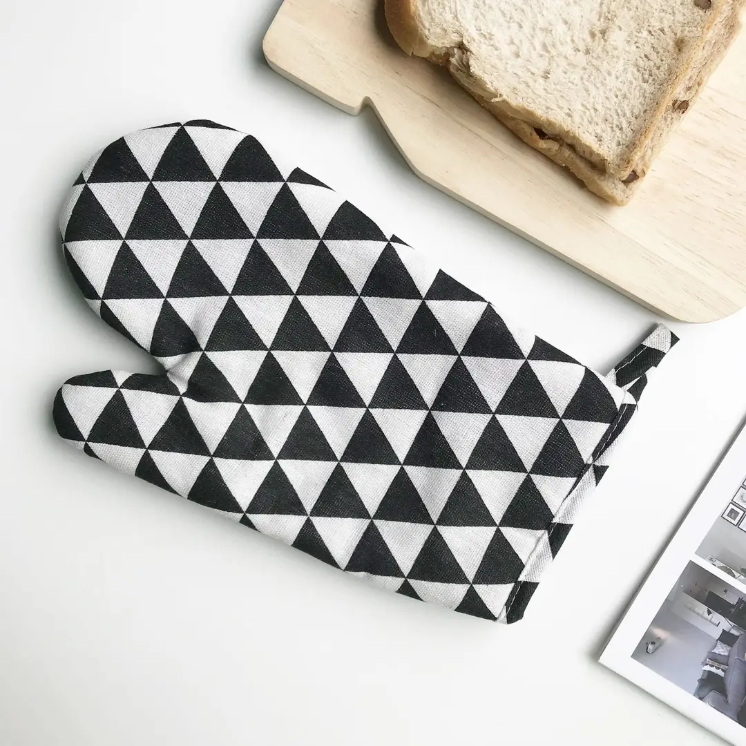 Nordic Oven Mitts Yellow Gray Black Heat Resistant Cotton