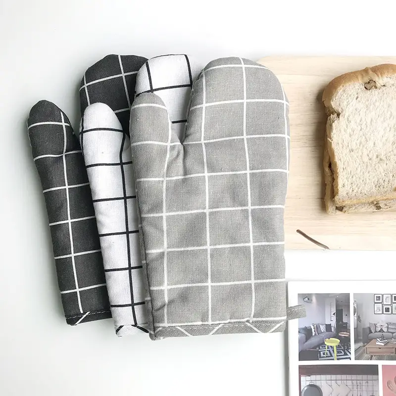 Nordic Oven Mitts Yellow Gray Black Heat Resistant Cotton