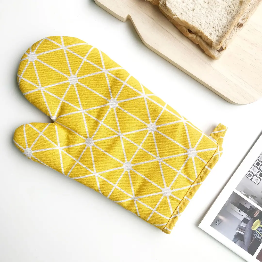 Nordic Oven Mitts Yellow Gray Black Heat Resistant Cotton