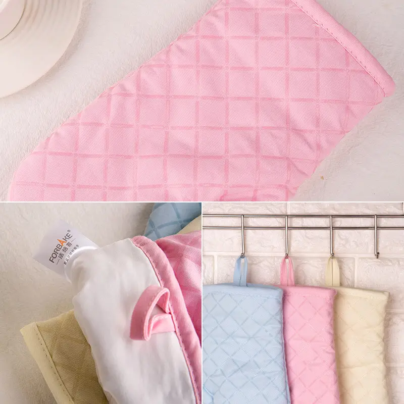 Oven Mitts Blue Quilted Heat Resistant Non Slip