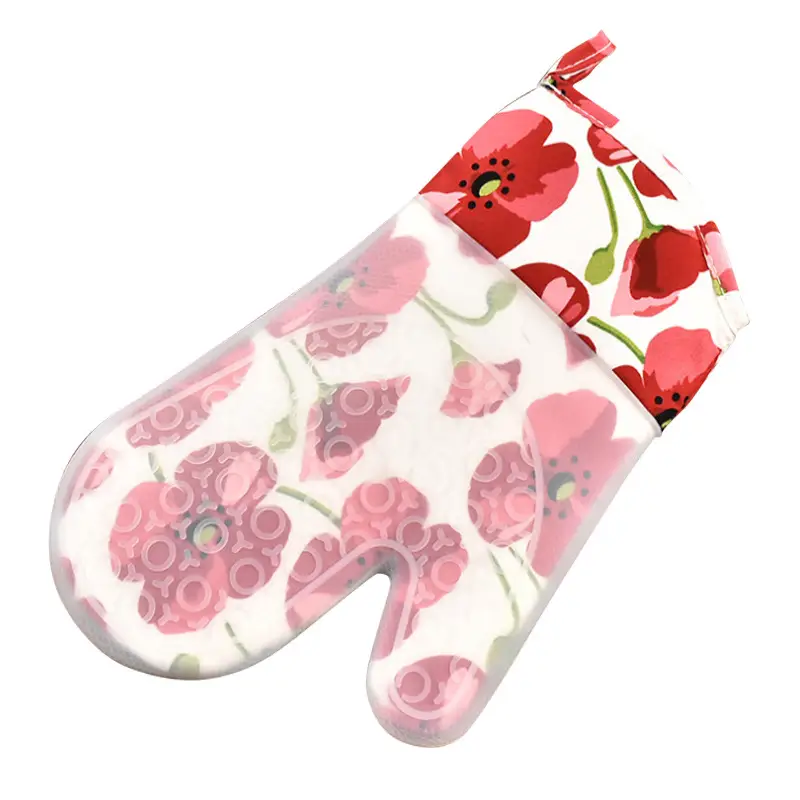 Oven Gloves Floral Design Heat Resistant Silicone