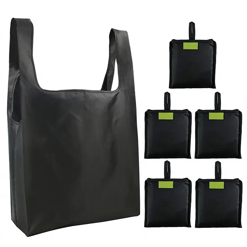 Black Waterproof Oxford Shopping Bag Set of 6