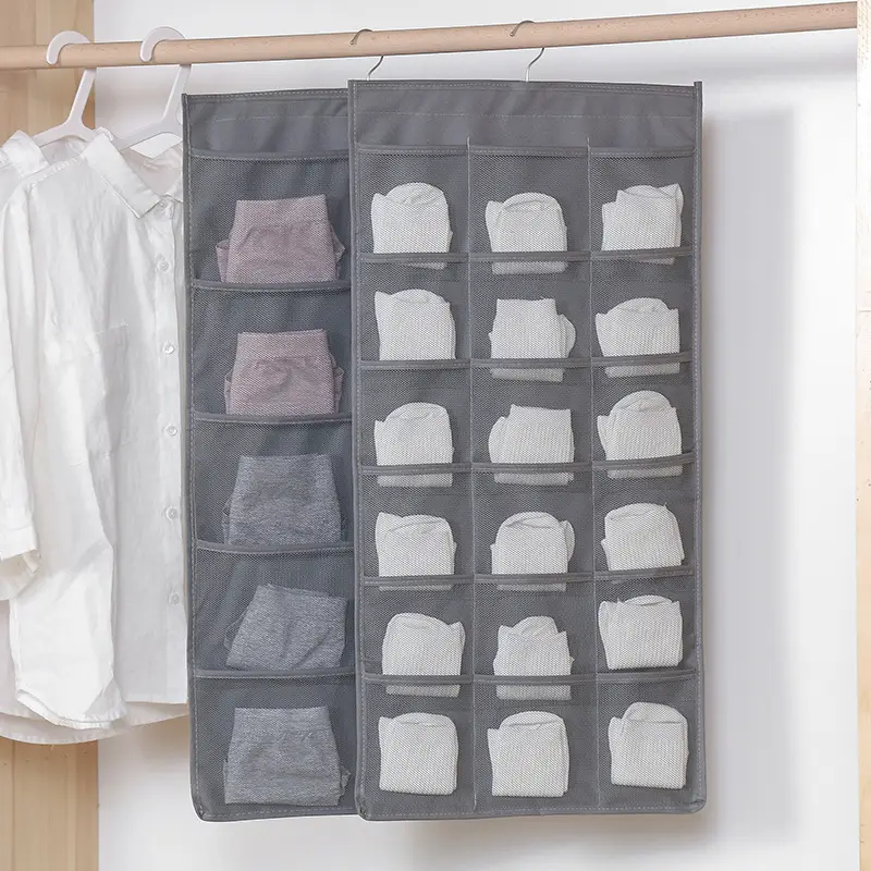 Grey Mesh Bra Storage Bag Foldable Space-Saving