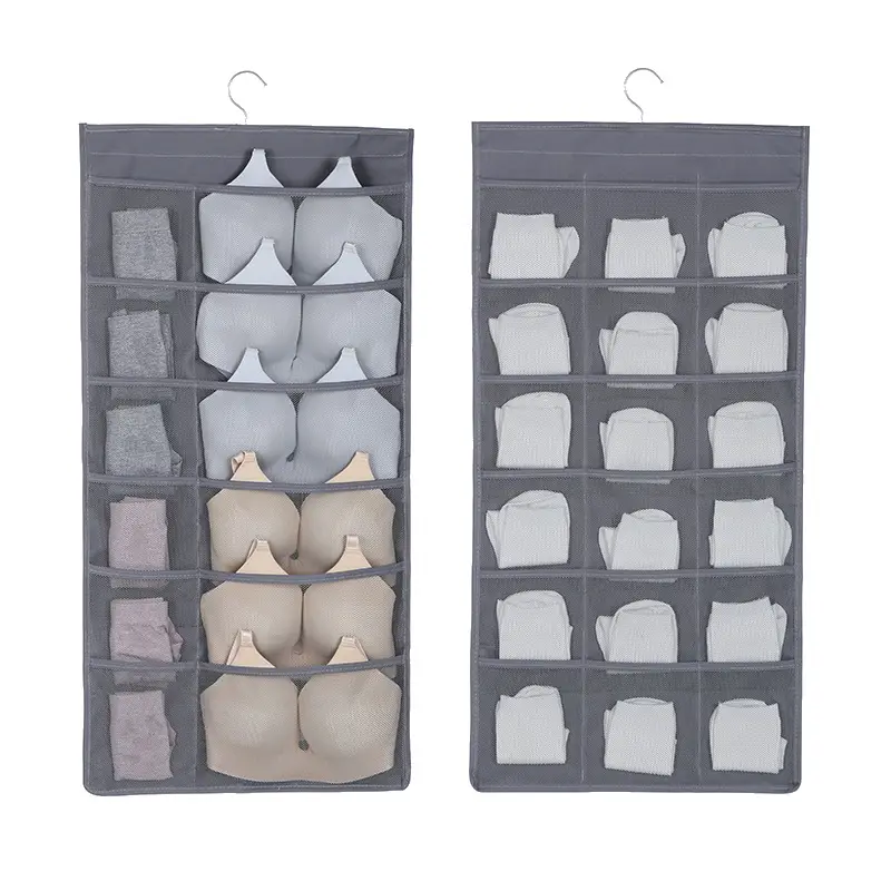 Grey Mesh Bra Storage Bag Foldable Space-Saving