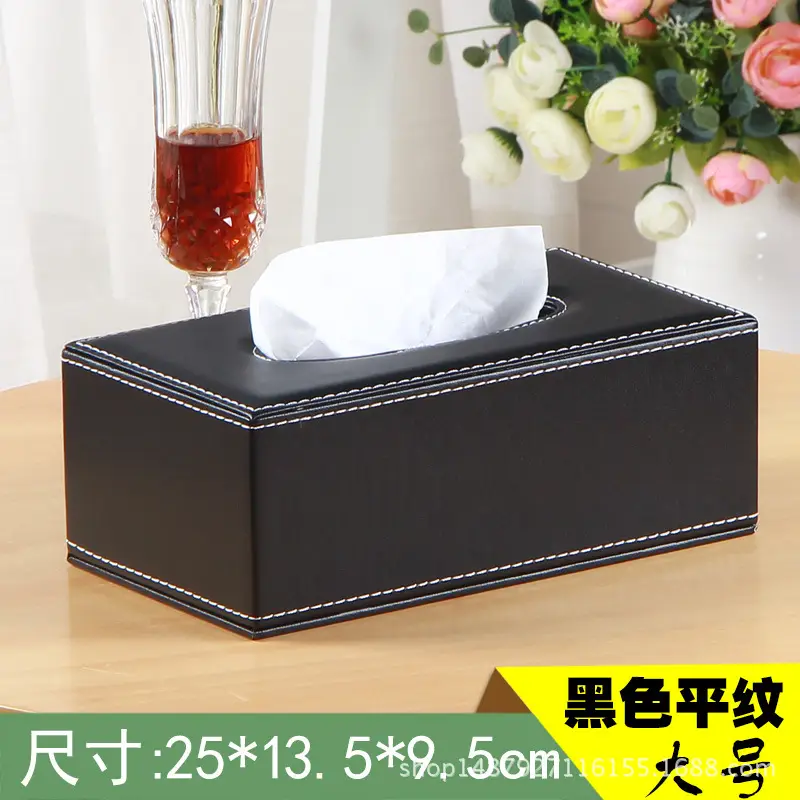 Black Leather Tissue Box for Home Hotel KTV