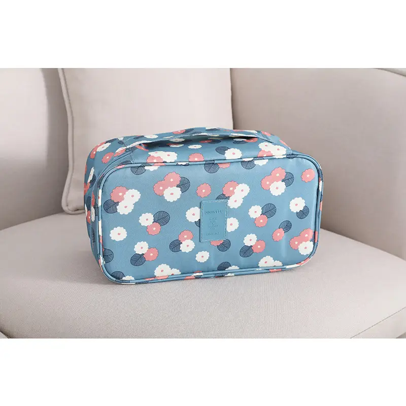 Pink Striped Travel Organizer for Bras & Cosmetics