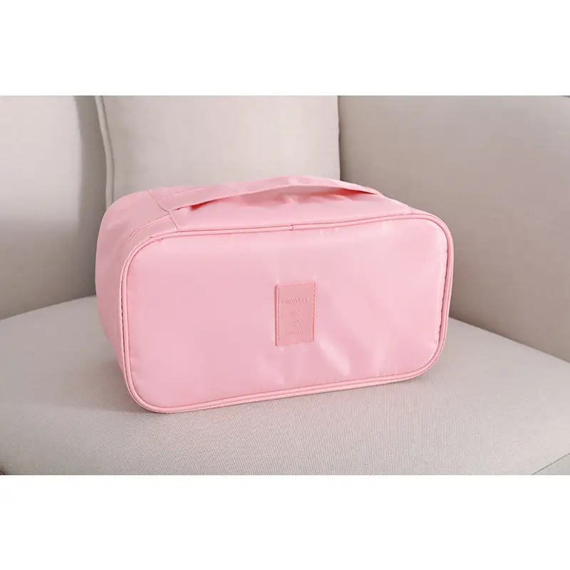 Pink Striped Travel Organizer for Bras & Cosmetics