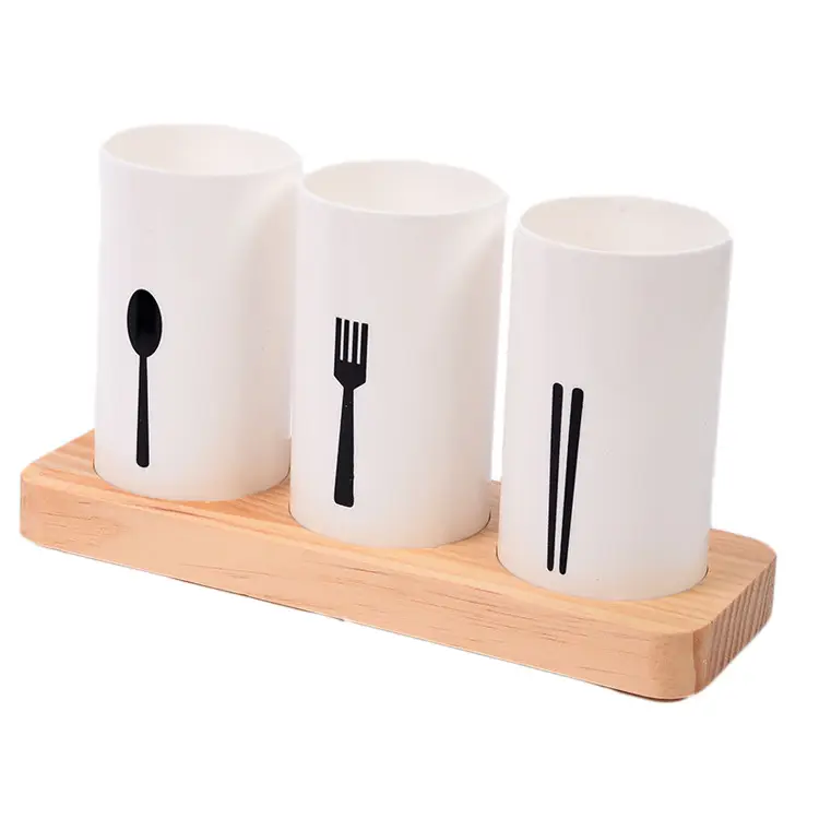 Modern Wooden Chopstick Holder with Drainage for Kitchen