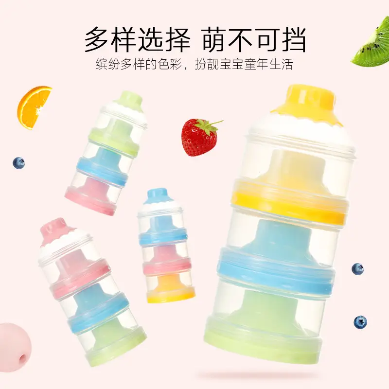 Three Layer Milk Powder Box for Baby, Durable & Stackable, Multi Color