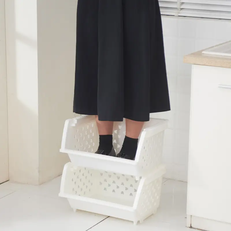 Stackable Plastic Storage Baskets for Kitchen Bathroom Home Organization