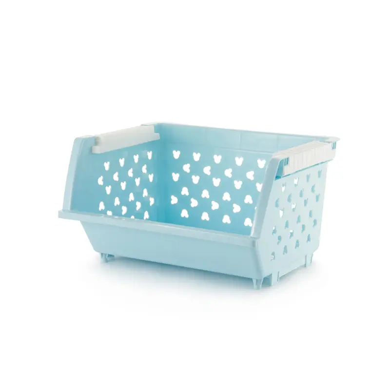 Stackable Plastic Storage Baskets for Kitchen Bathroom Home Organization