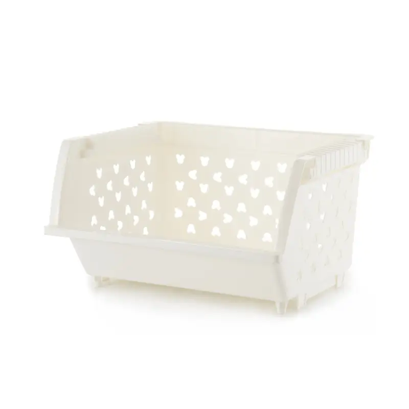 Stackable Plastic Storage Baskets for Kitchen Bathroom Home Organization