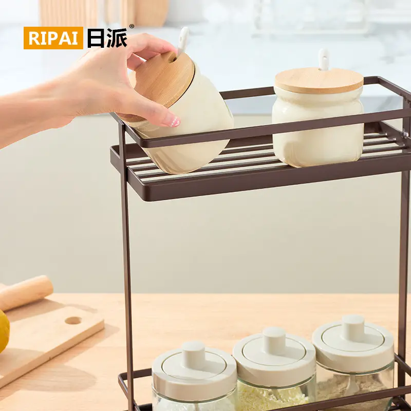 Double Layer Iron Spice Rack for Kitchen Storage