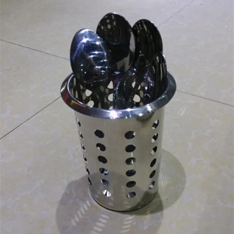 Stainless Steel Knife Fork Holder with Suction Drain Basket