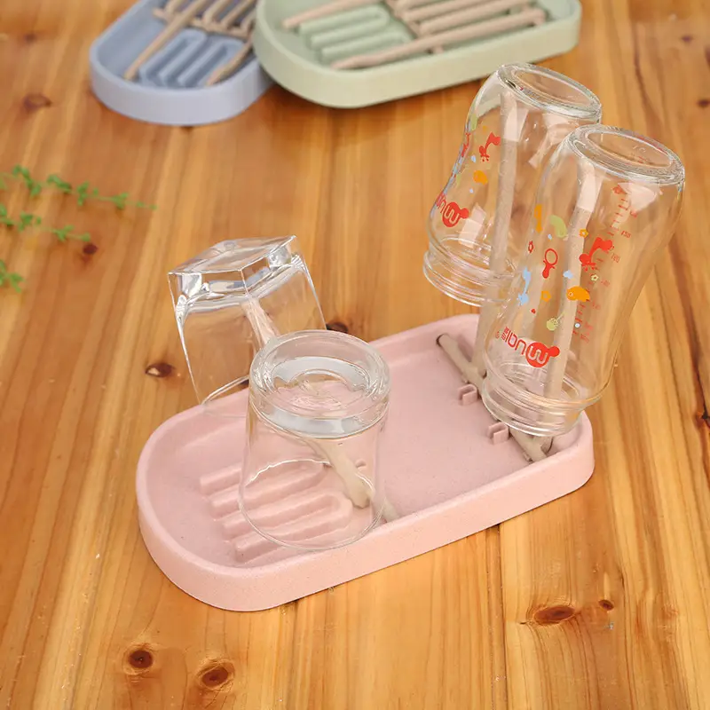 Wheat Straw Bottle Drain Rack Modern Minimalist Design